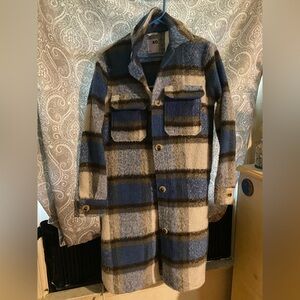 SO Blue and Black Checkered Teddy Jacket